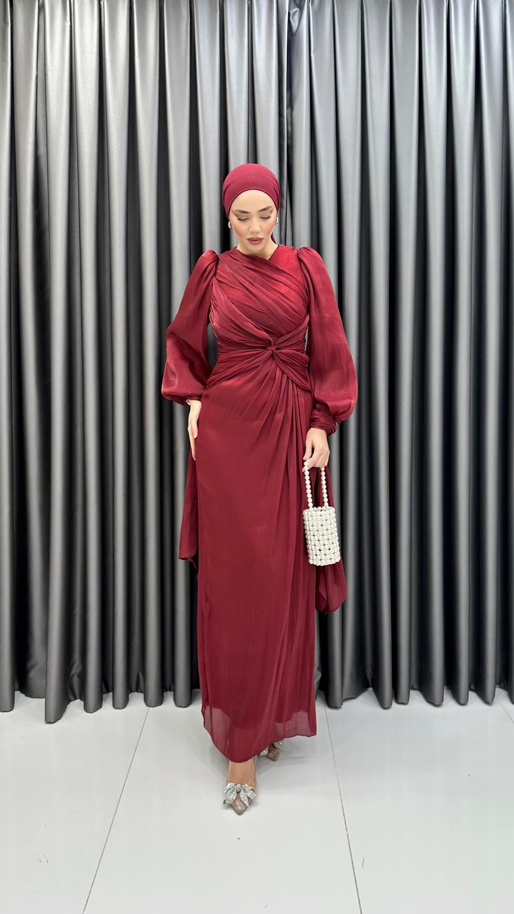 4726 Kelebek Abiye-Bordo