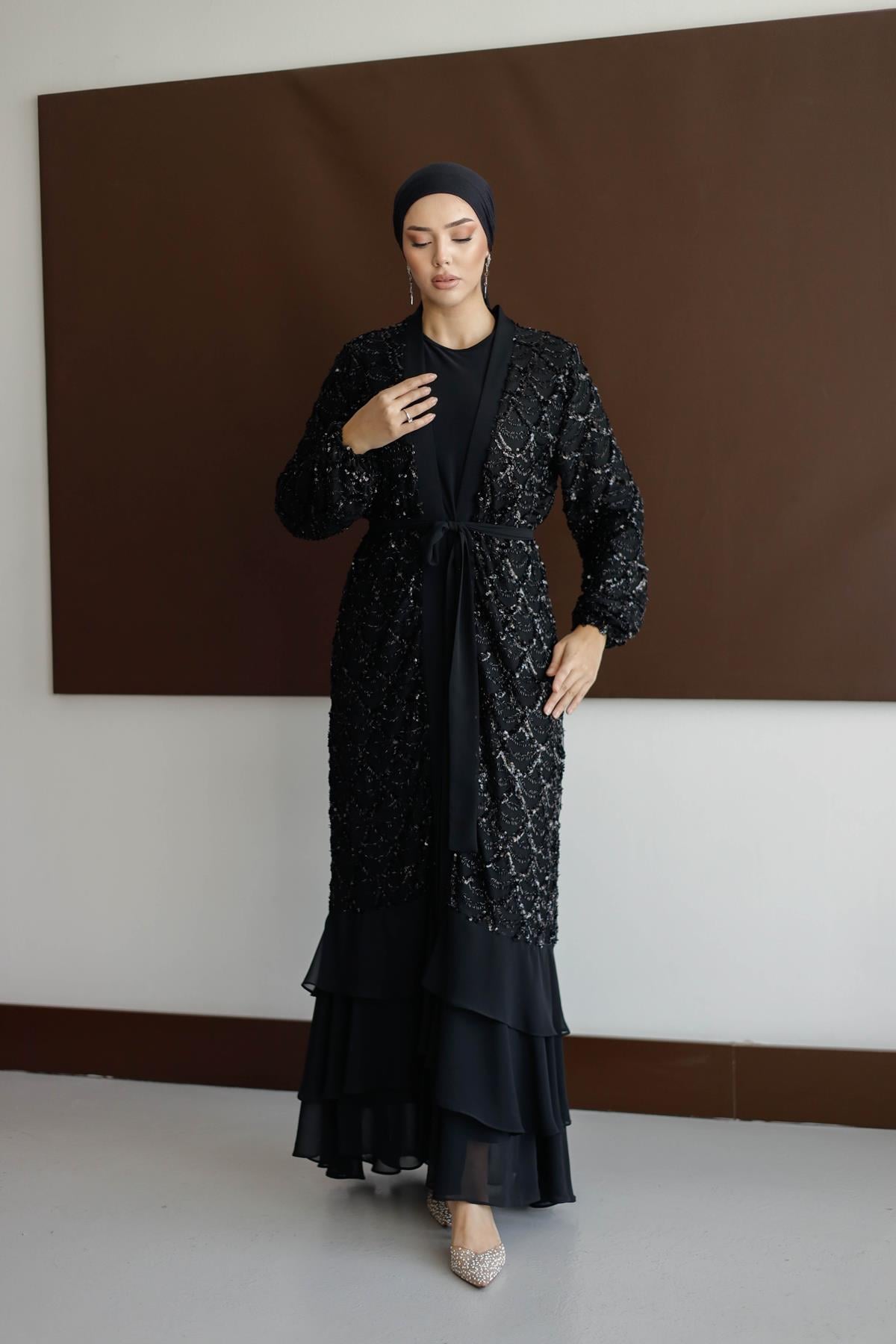 4767 T Abaya Takım-Siyah