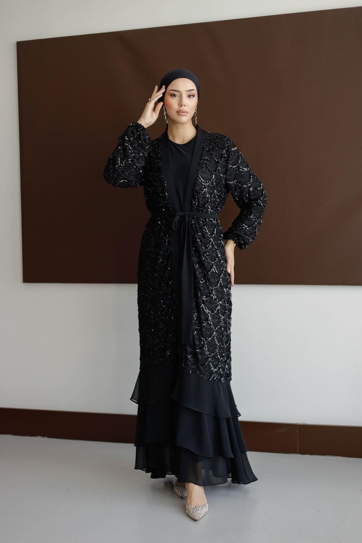 4767 T Abaya Takım-Siyah