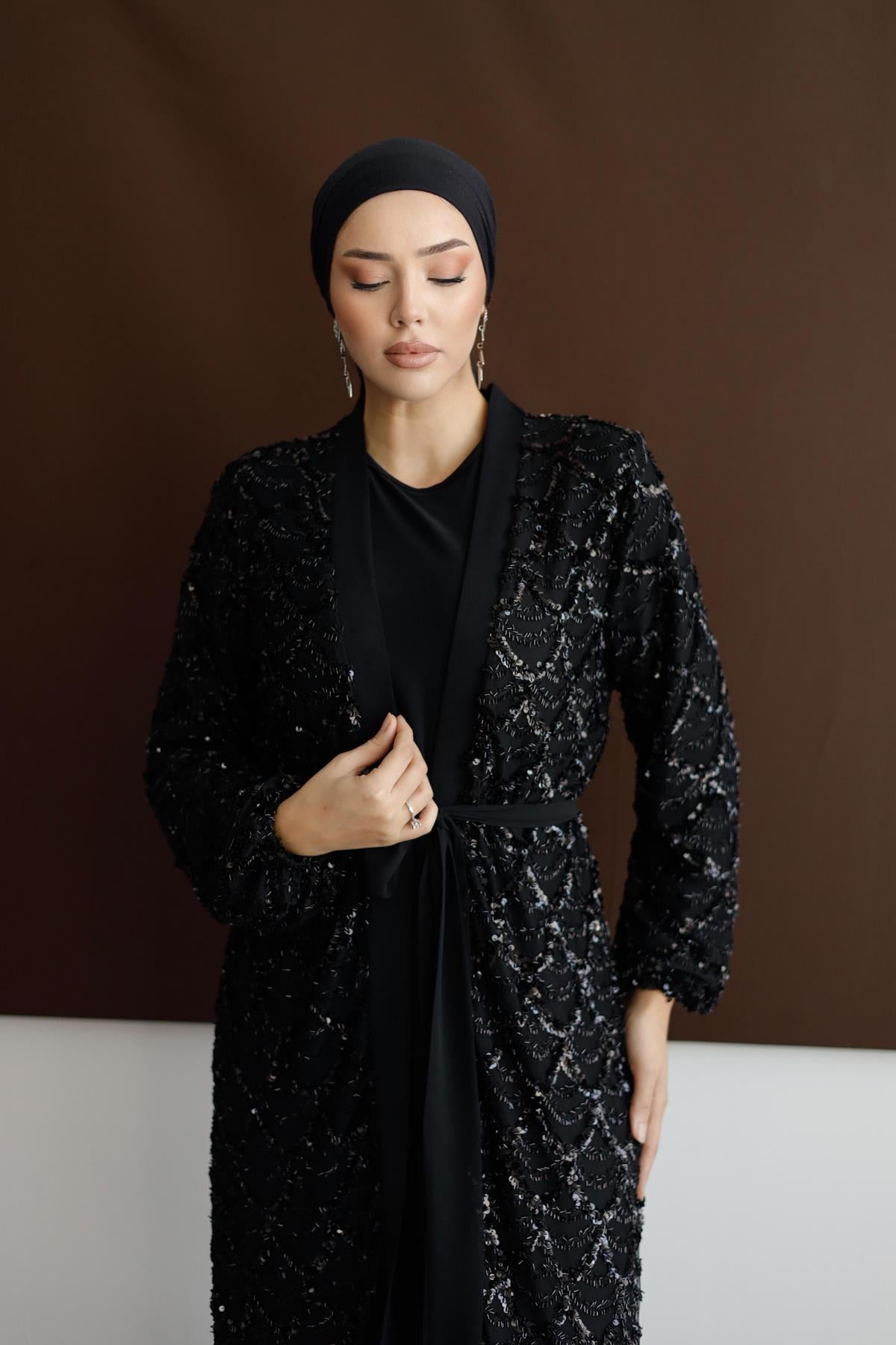 4767 T Abaya Takım-Siyah