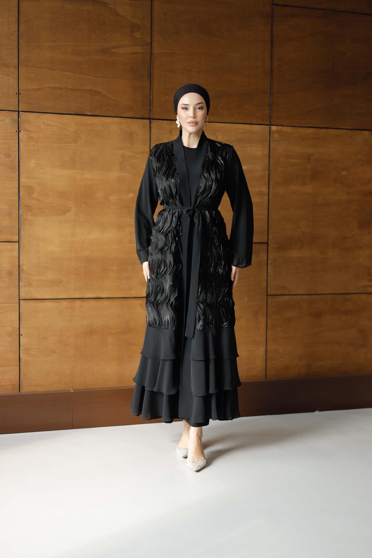 4816 T Abaya Takım-Siyah