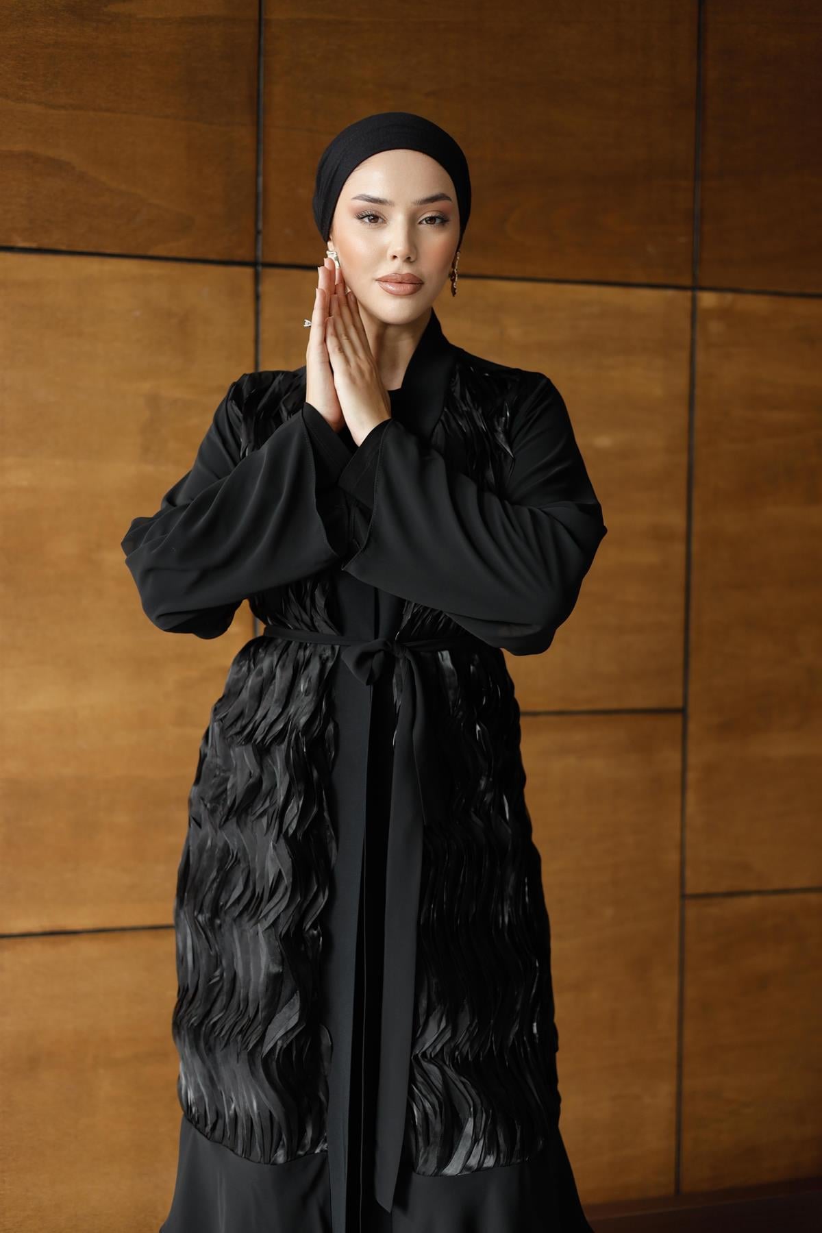 4816 T Abaya Takım-Siyah