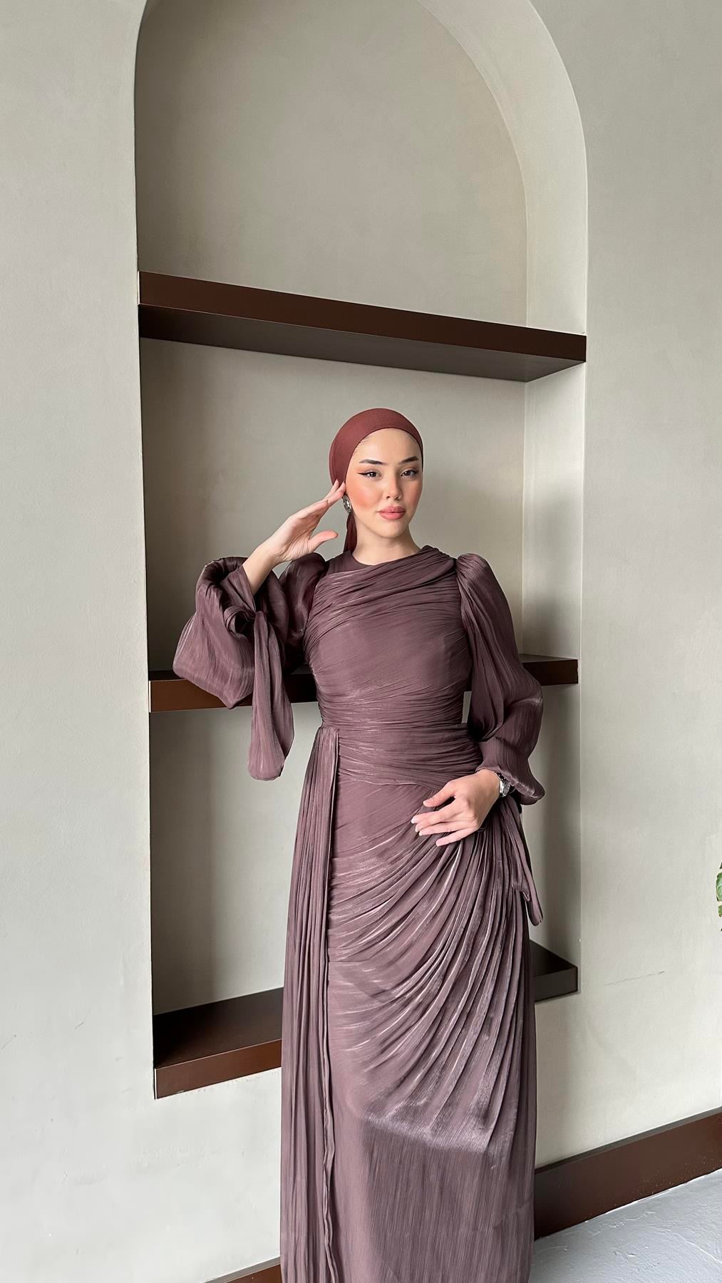4849 D İnci Abiye-Kahve Rengi