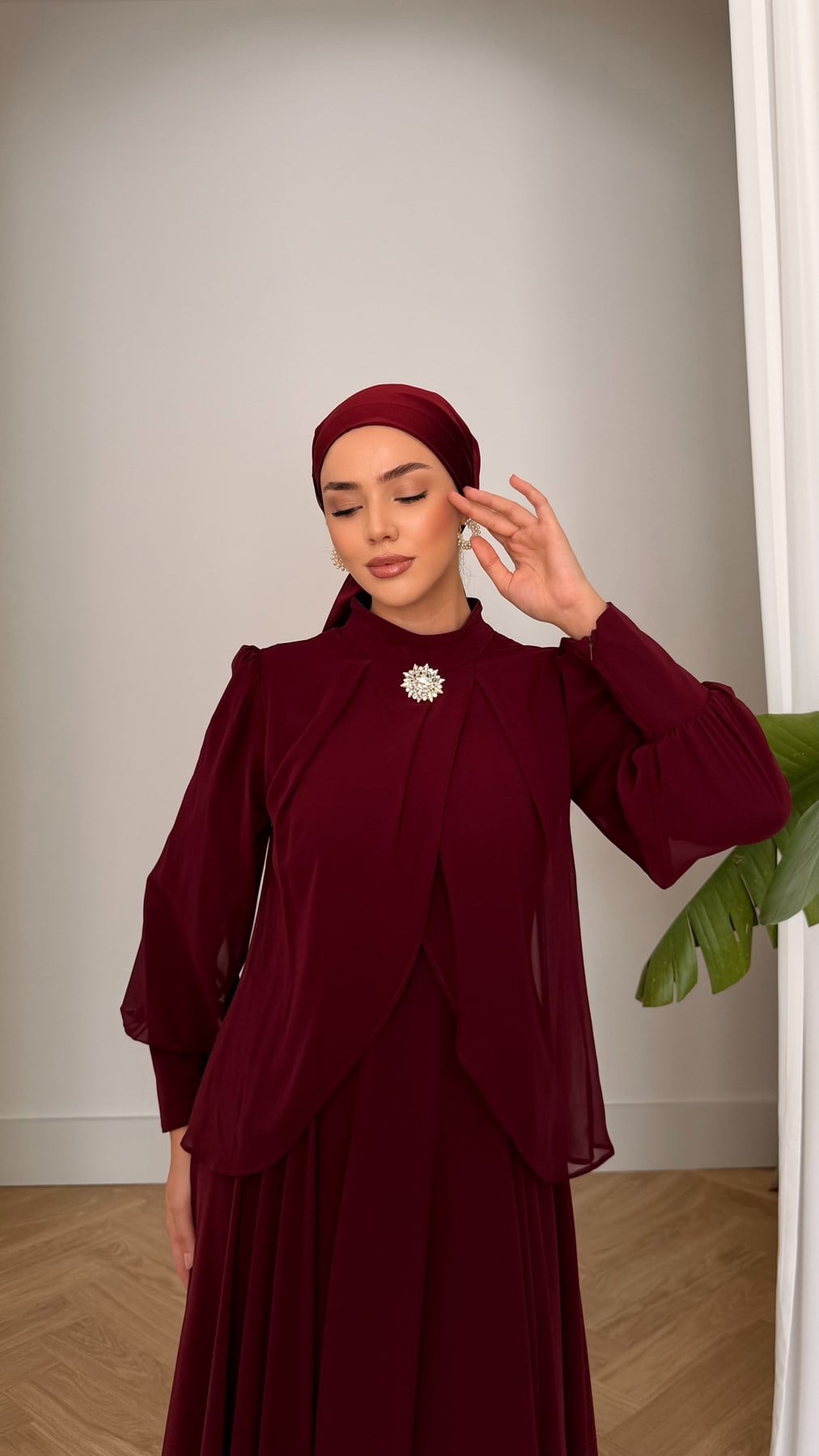 4948 T Bayan Elbise-Bordo
