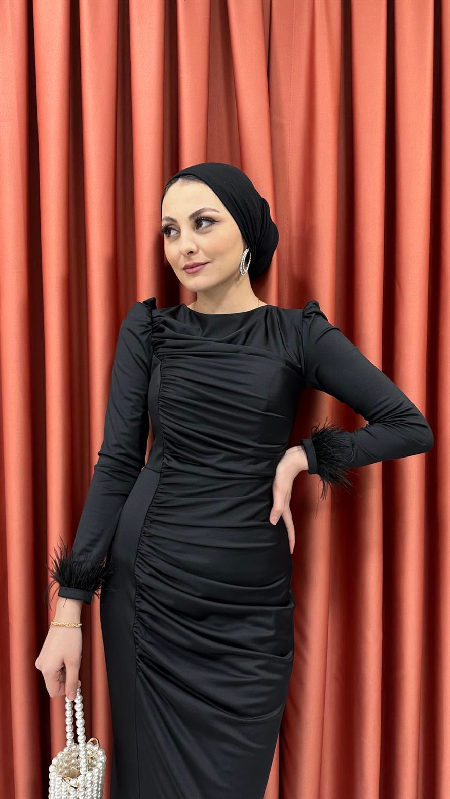 4960 F Abiye Elbise-Siyah