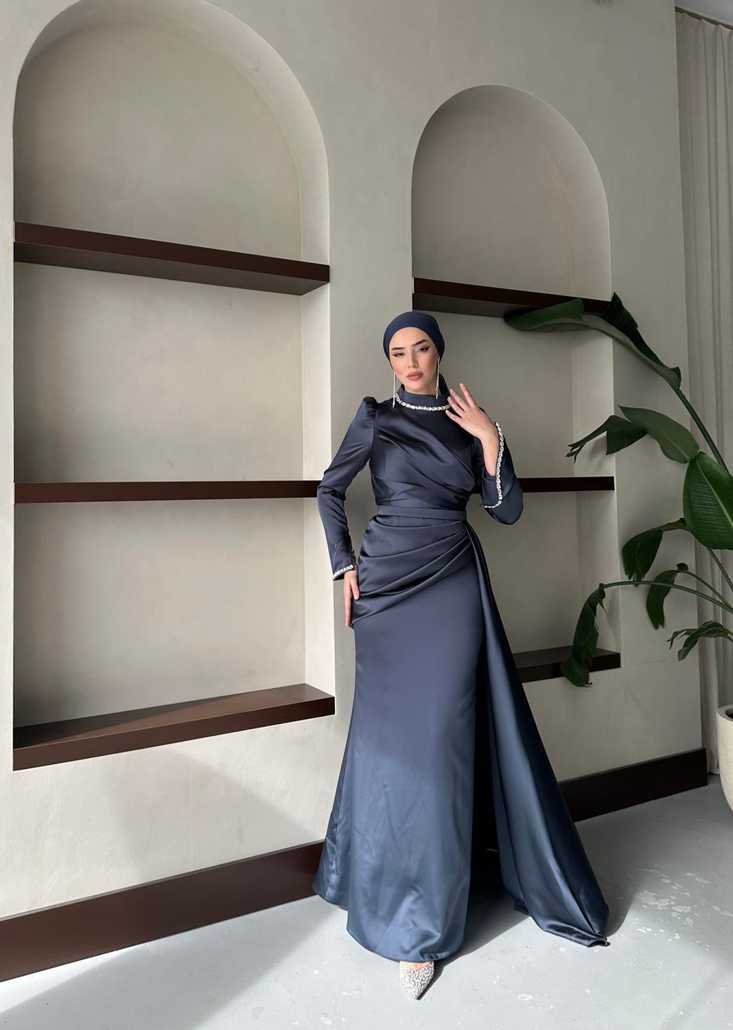 4971 H Belinay Abiye-İndigo Mavi
