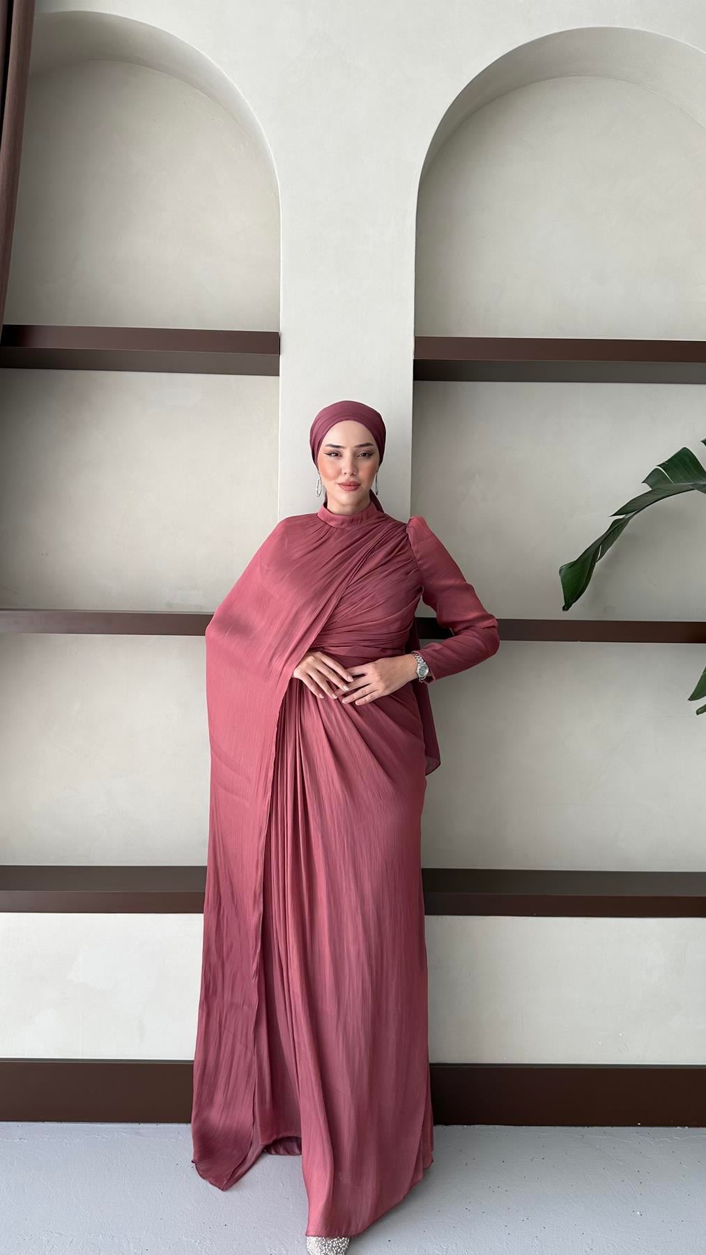 5214 D Abiye Elbise-berry