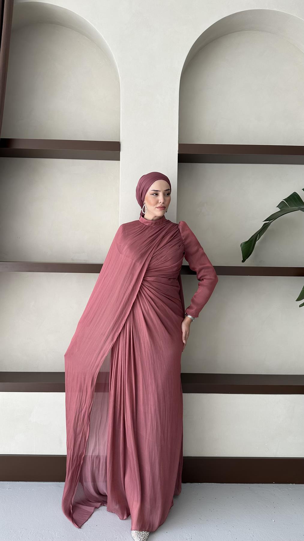 5214 D Abiye Elbise-berry