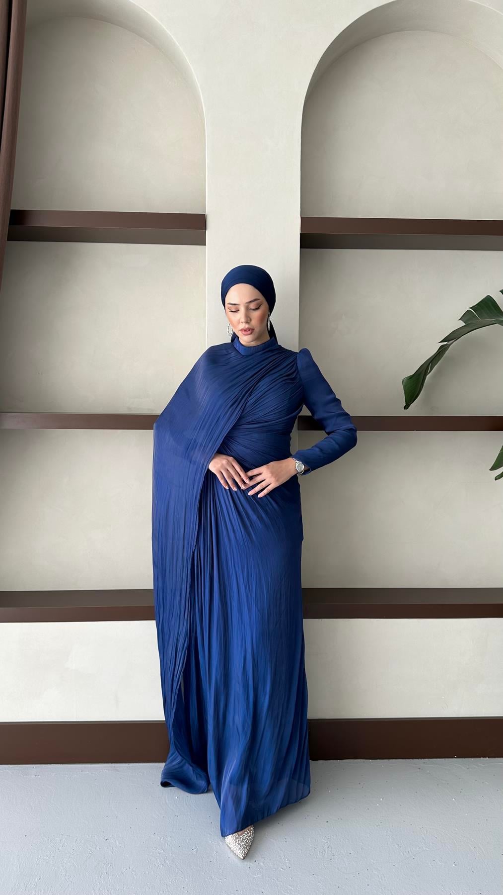 5214 D Abiye Elbise-Lacivert