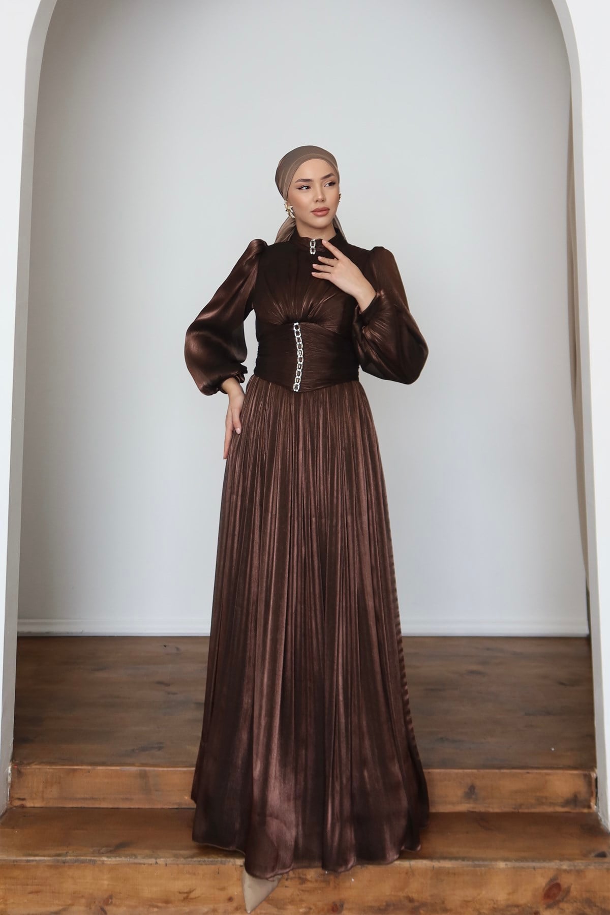 5226 H Tuğba Abiye-Kahve Rengi