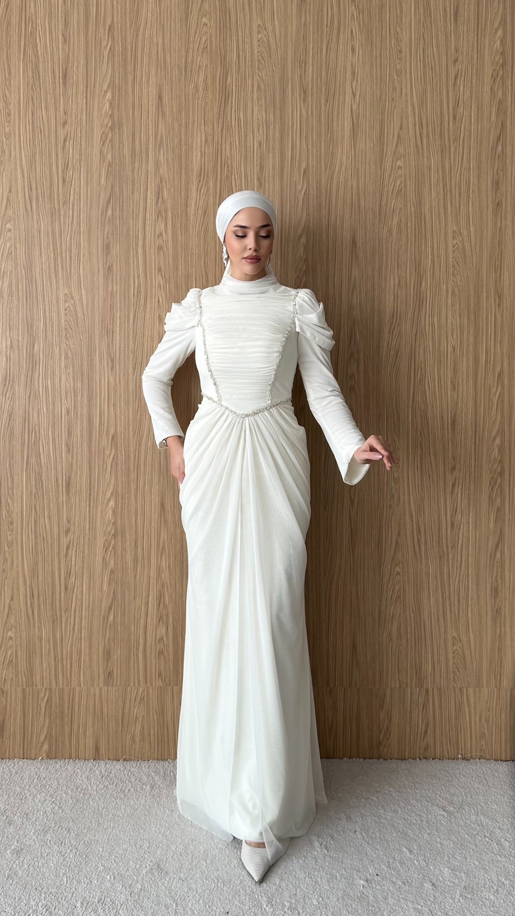5232 H Elegance Abiye-Bej