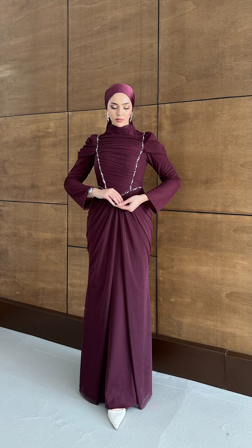 5232 H Elegance Abiye-Bordo