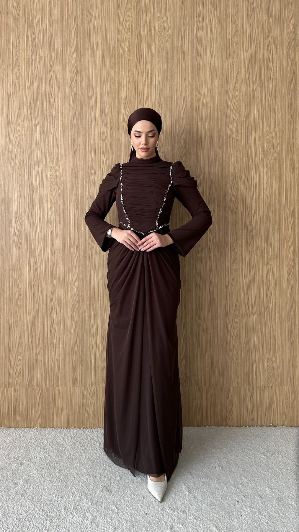 5232 H Elegance Abiye-Kahve Rengi