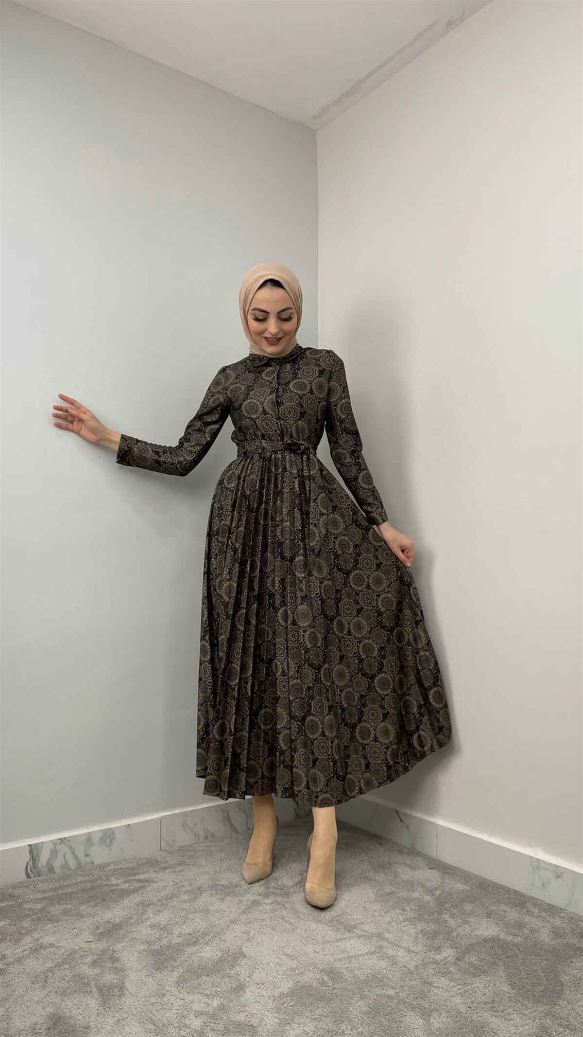5449 H Desenli elbise