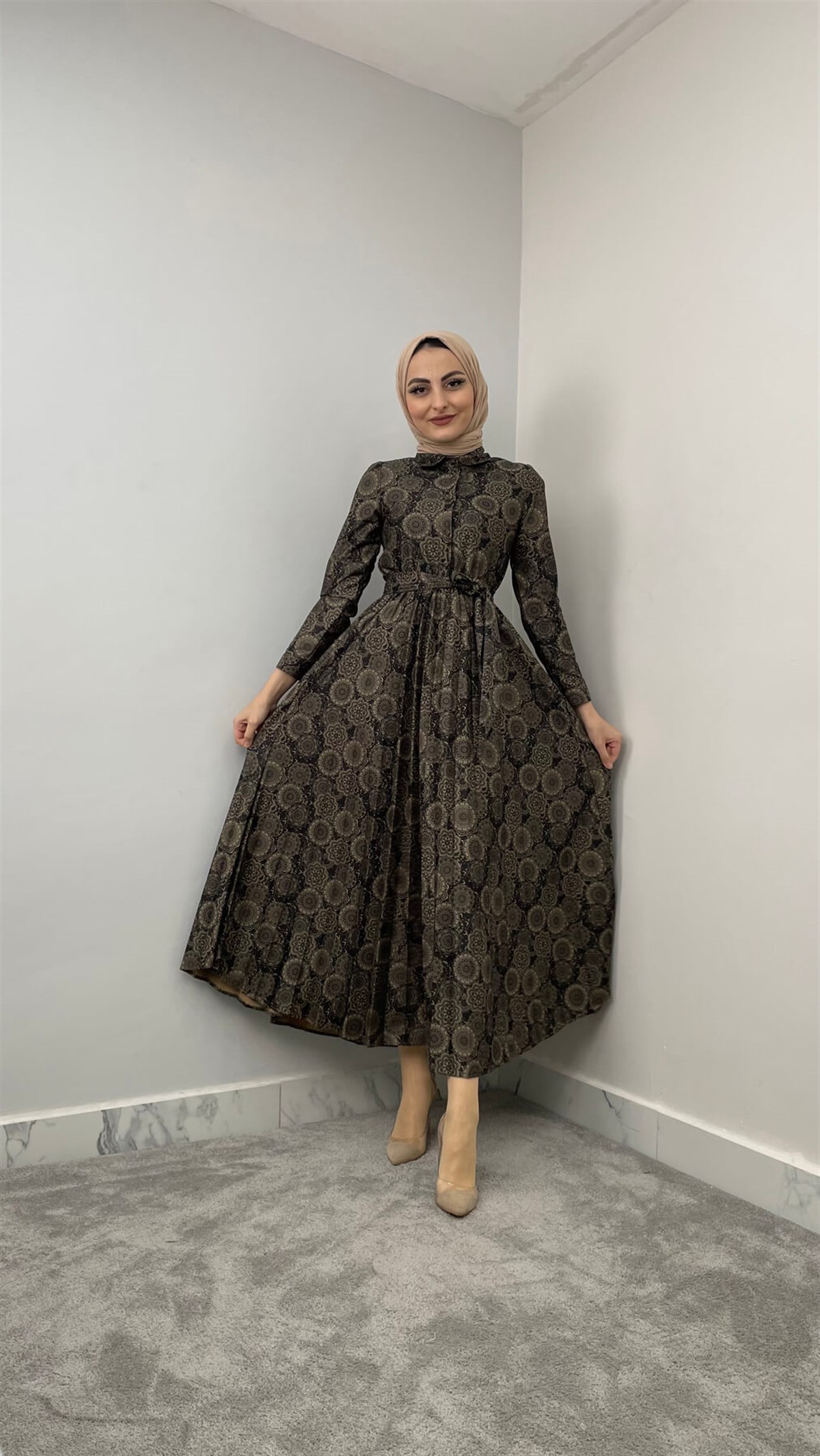 5449 H Desenli elbise