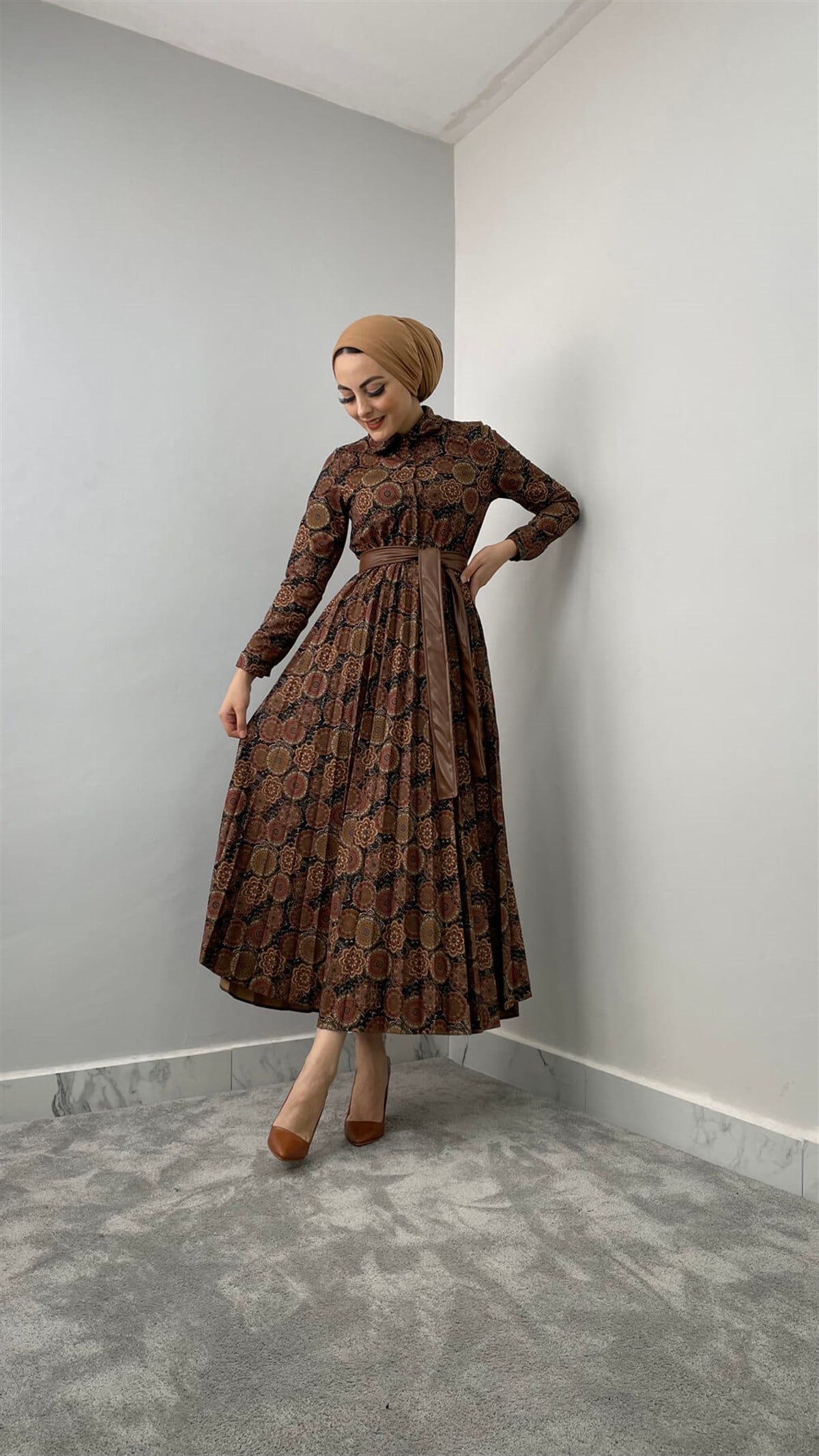 5451 H Desenli Elbise