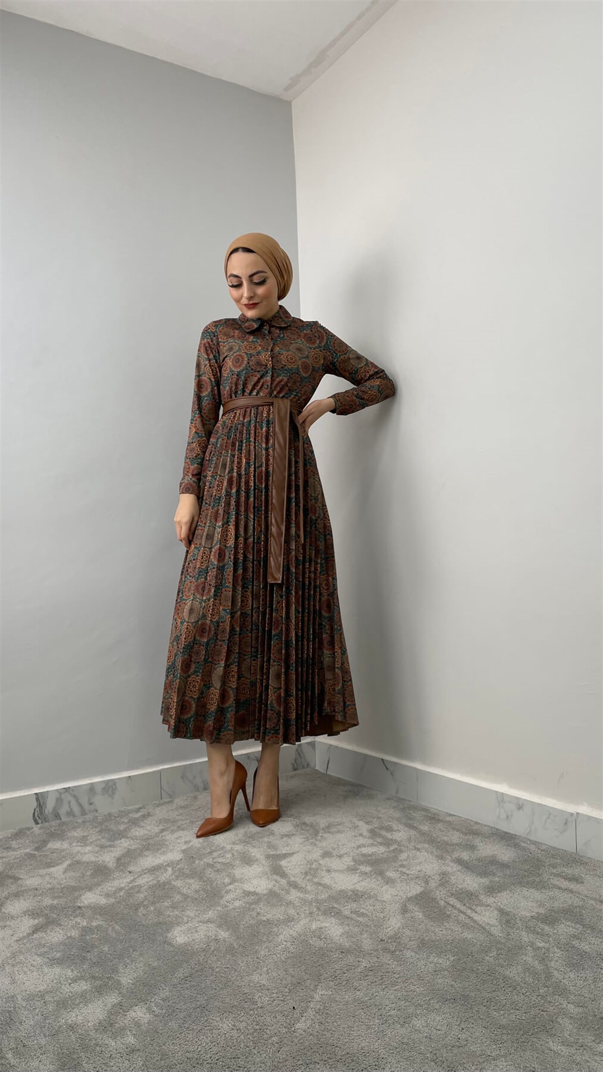 5451 H Desenli Elbise