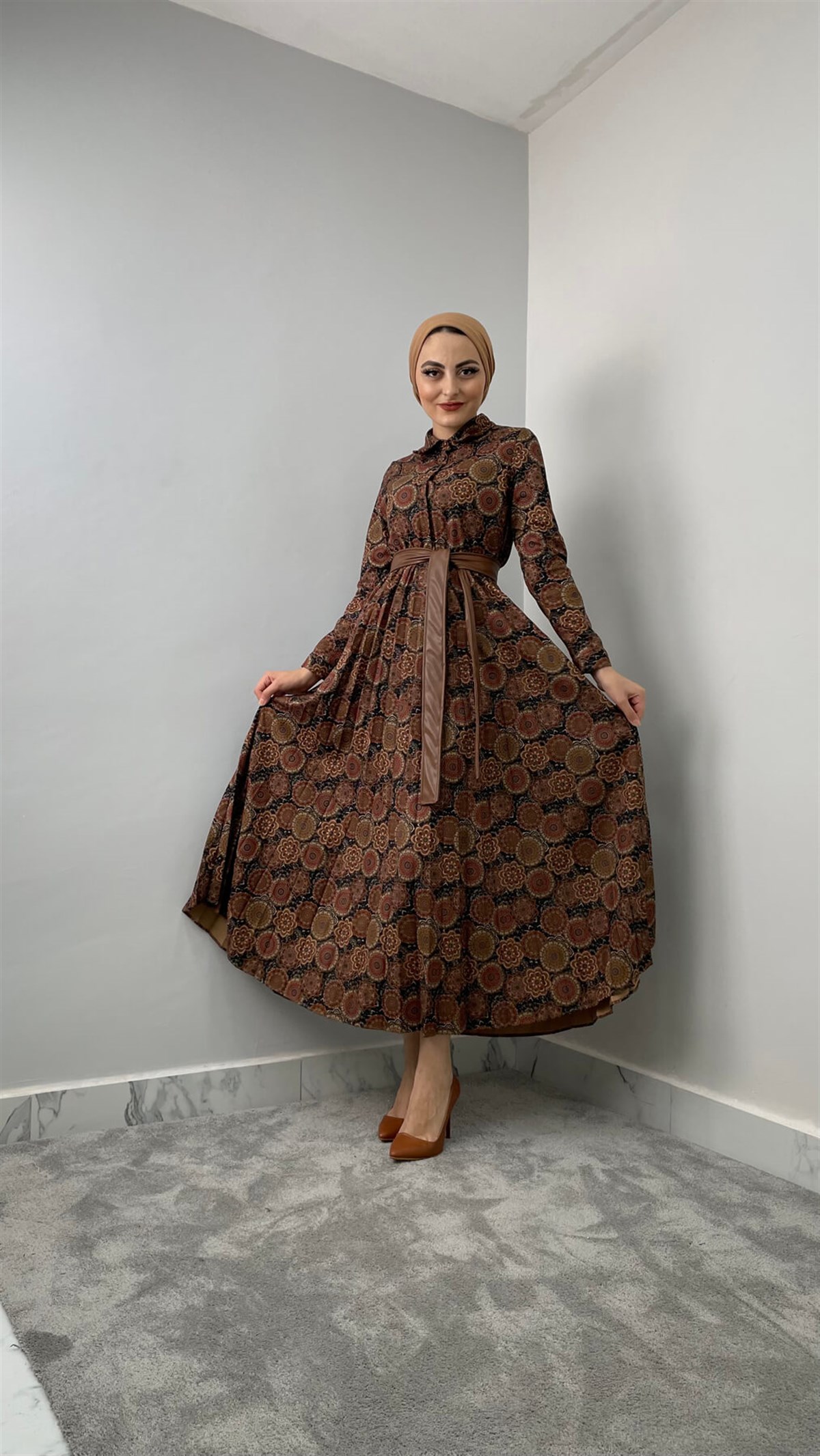 5451 H Desenli Elbise