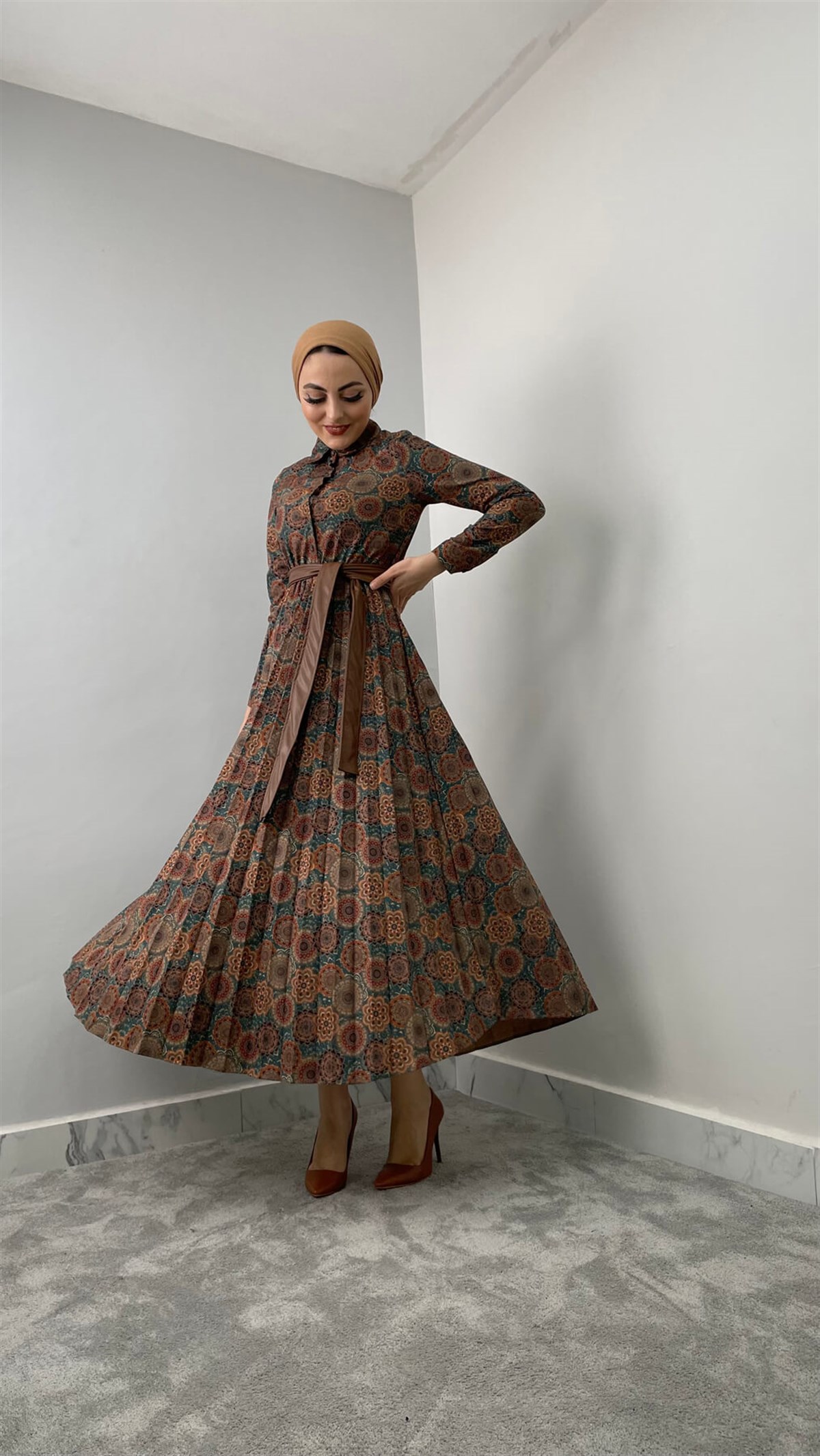 5451 H Desenli Elbise