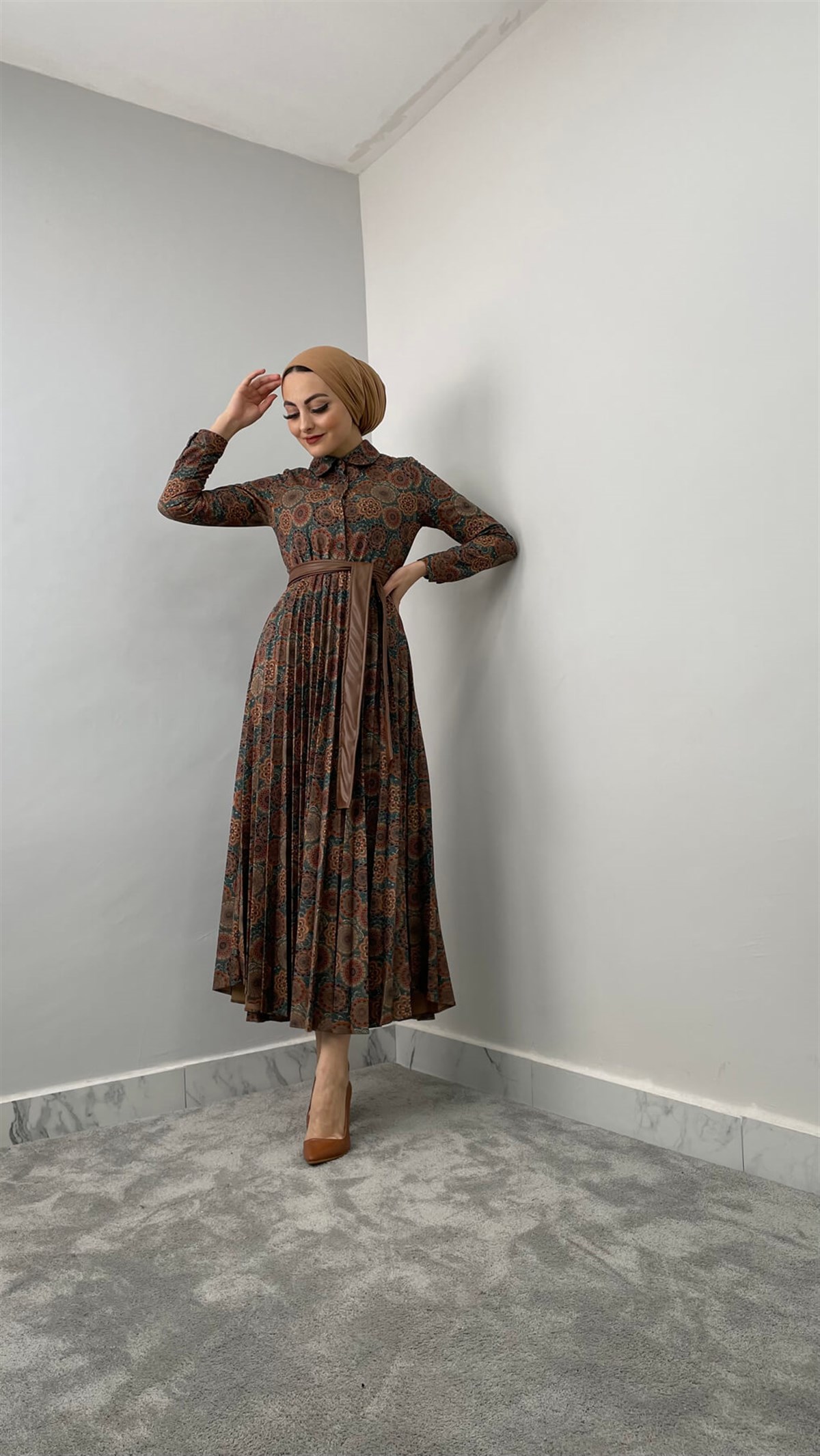 5451 H Desenli Elbise