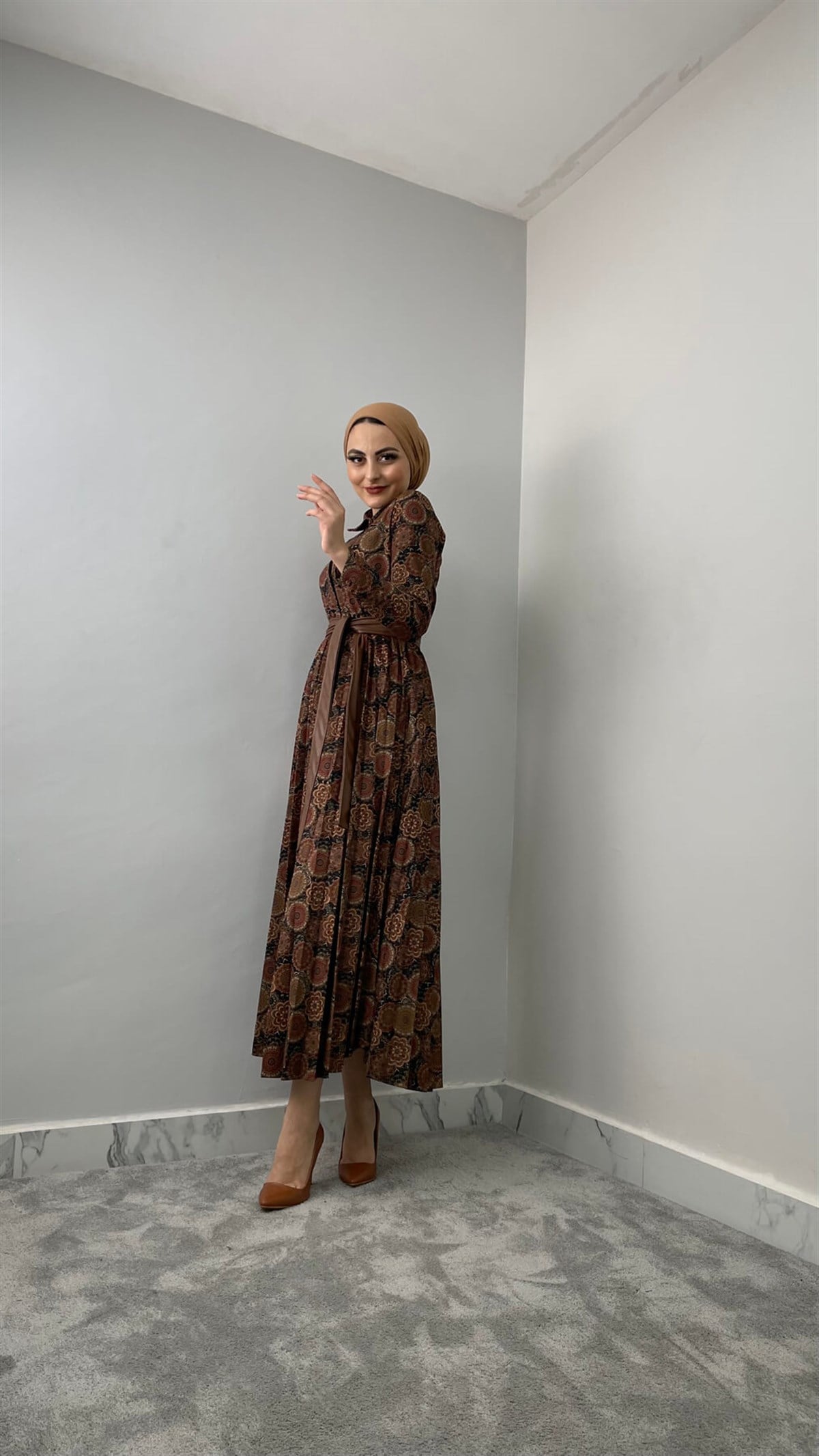 5451 H Desenli Elbise