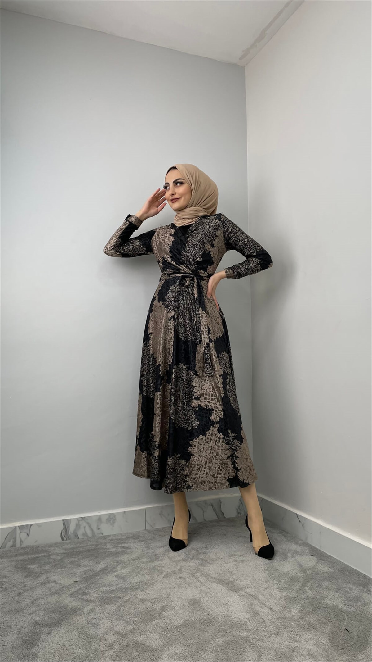 5461 H Desenli Elbise