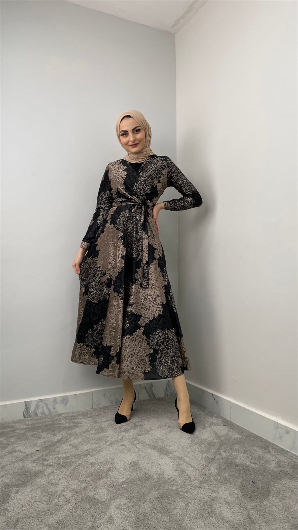 5461 H Desenli Elbise