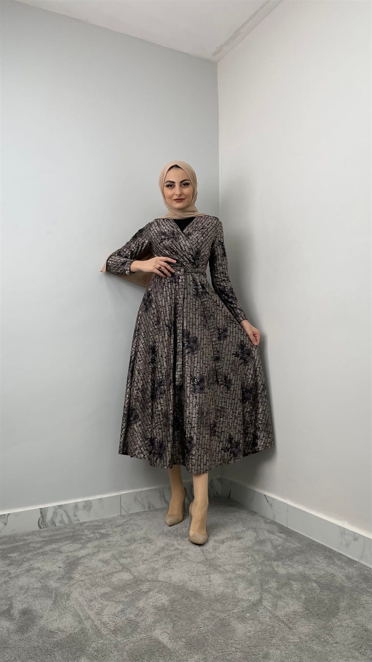 5461 H Desenli Elbise