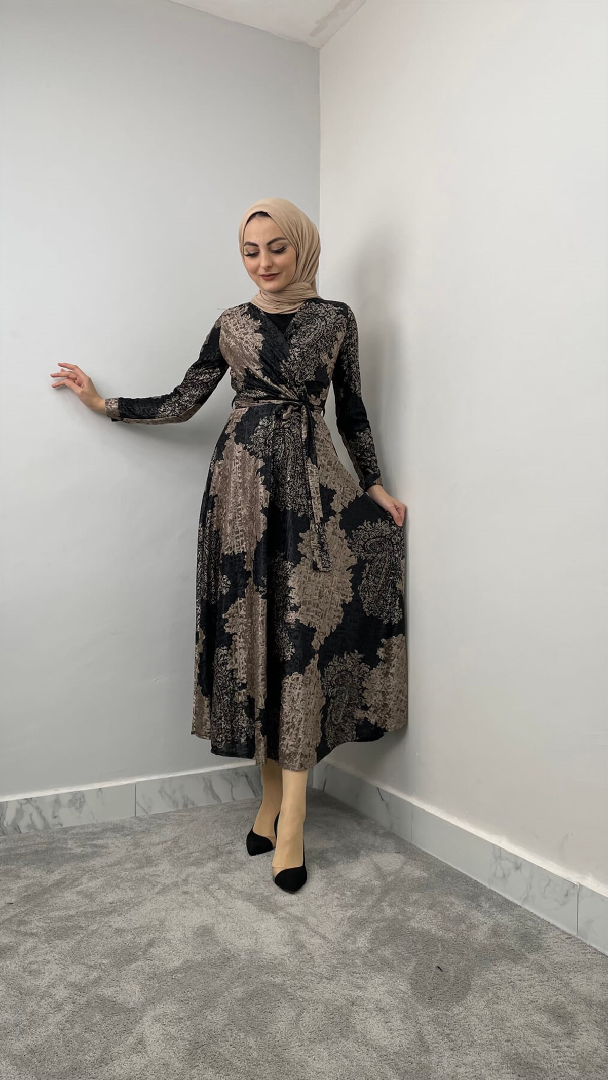 5461 H Desenli Elbise