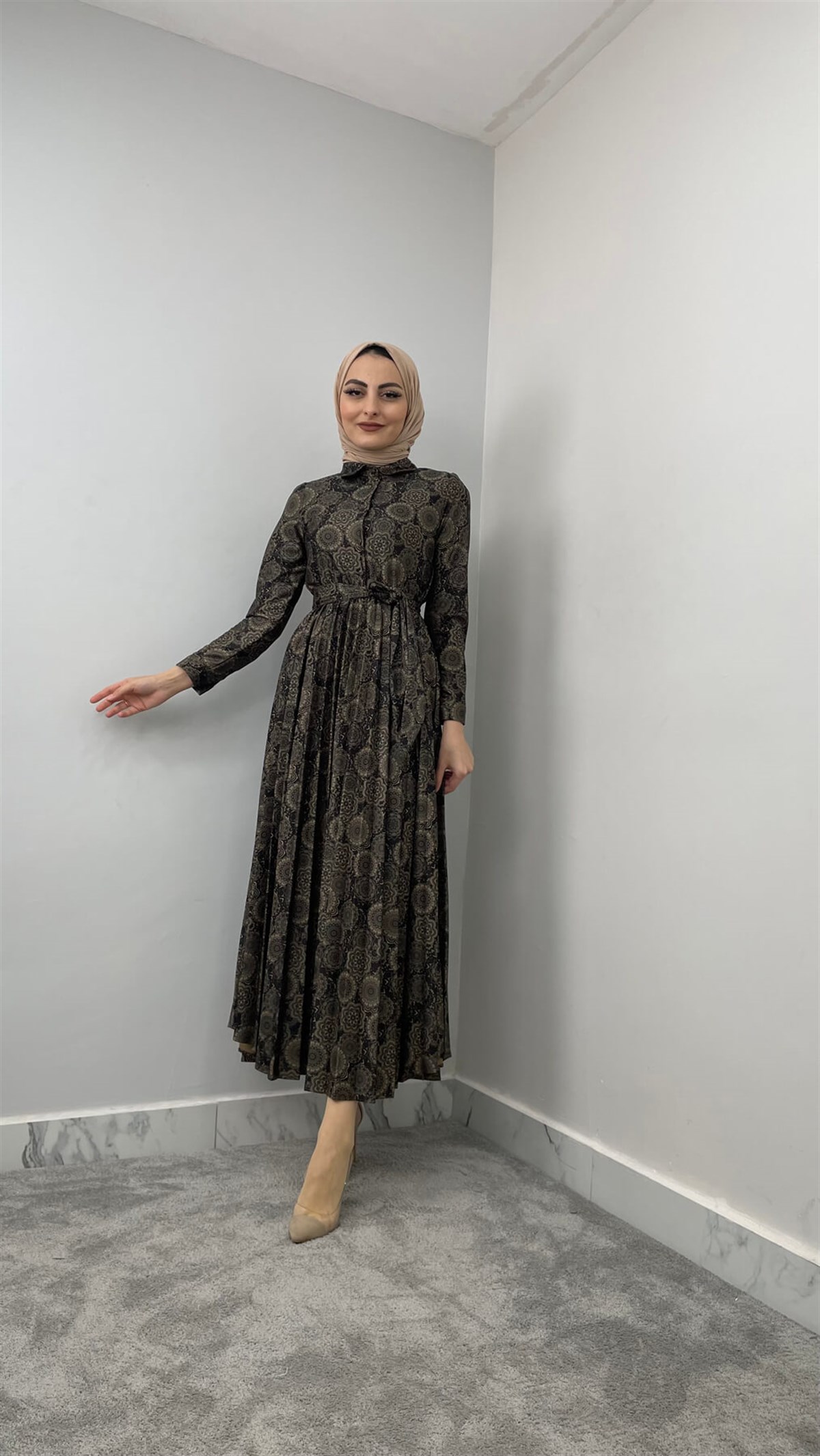 5464 H Desenli Elbise