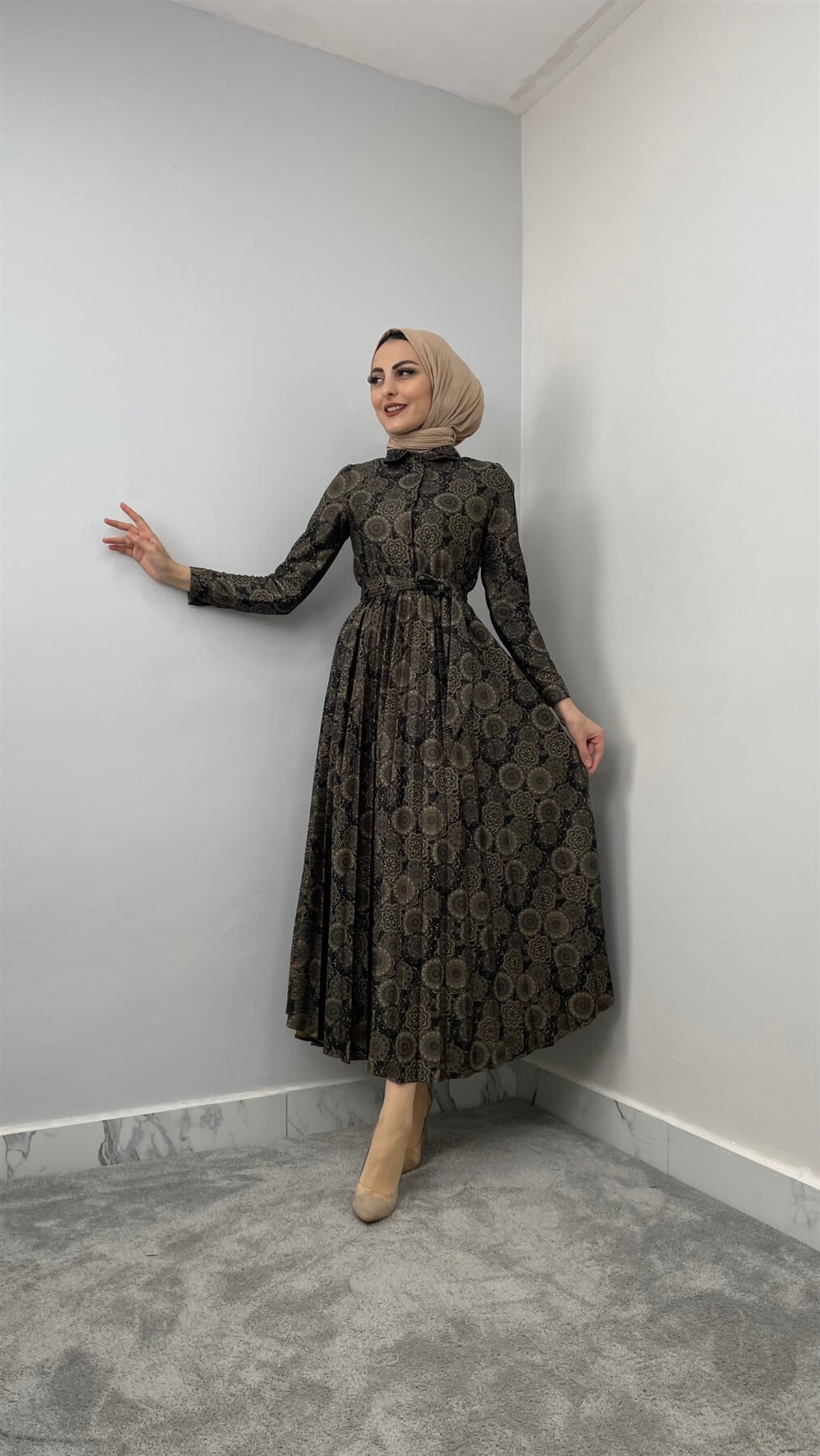 5464 H Desenli Elbise