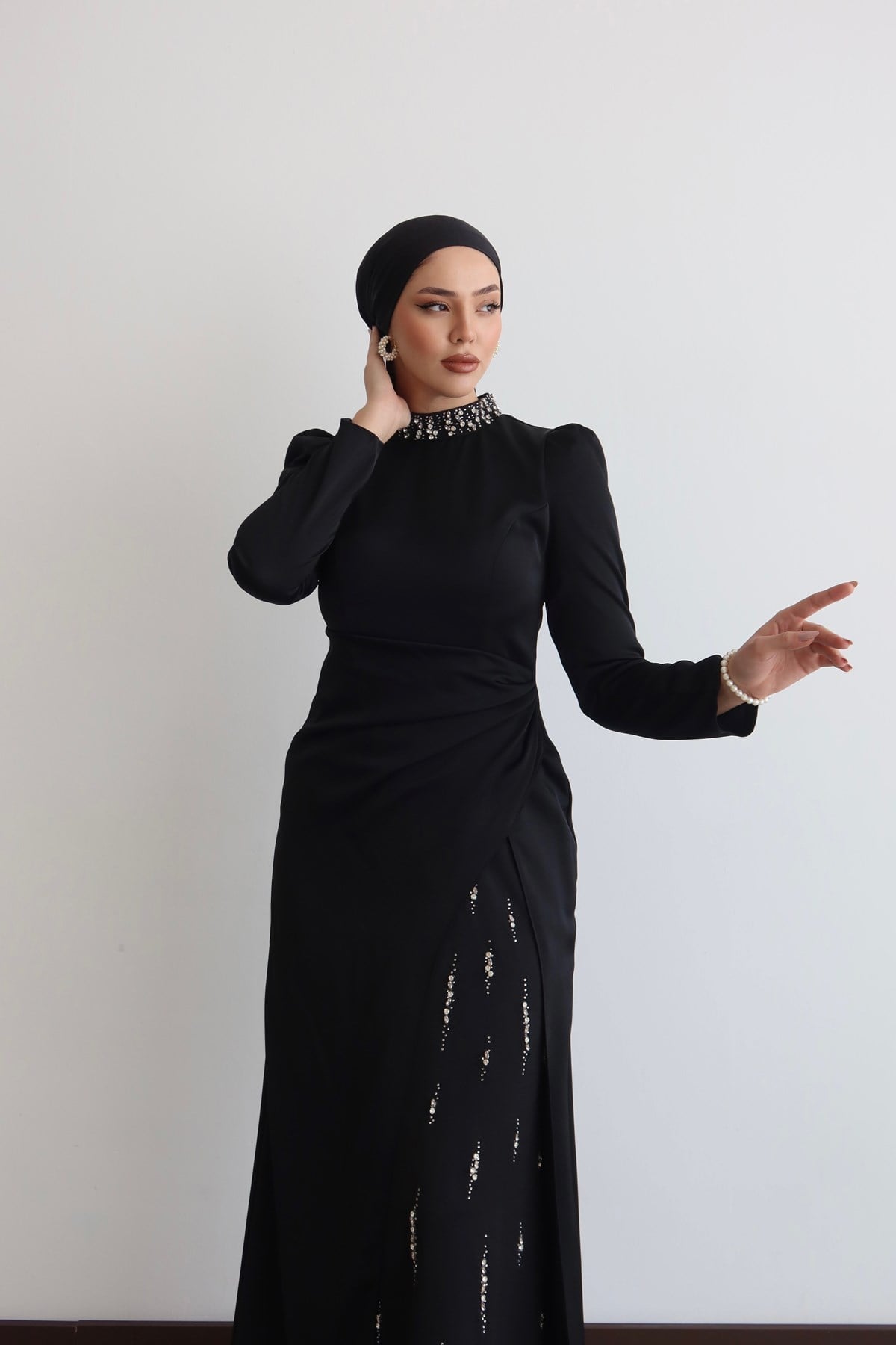 5508 H İnci Abiye-Siyah