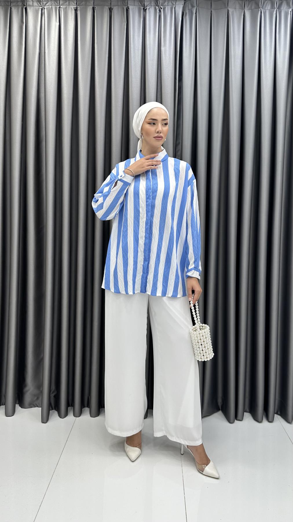 5612 B Bayan Tunik-Mavi