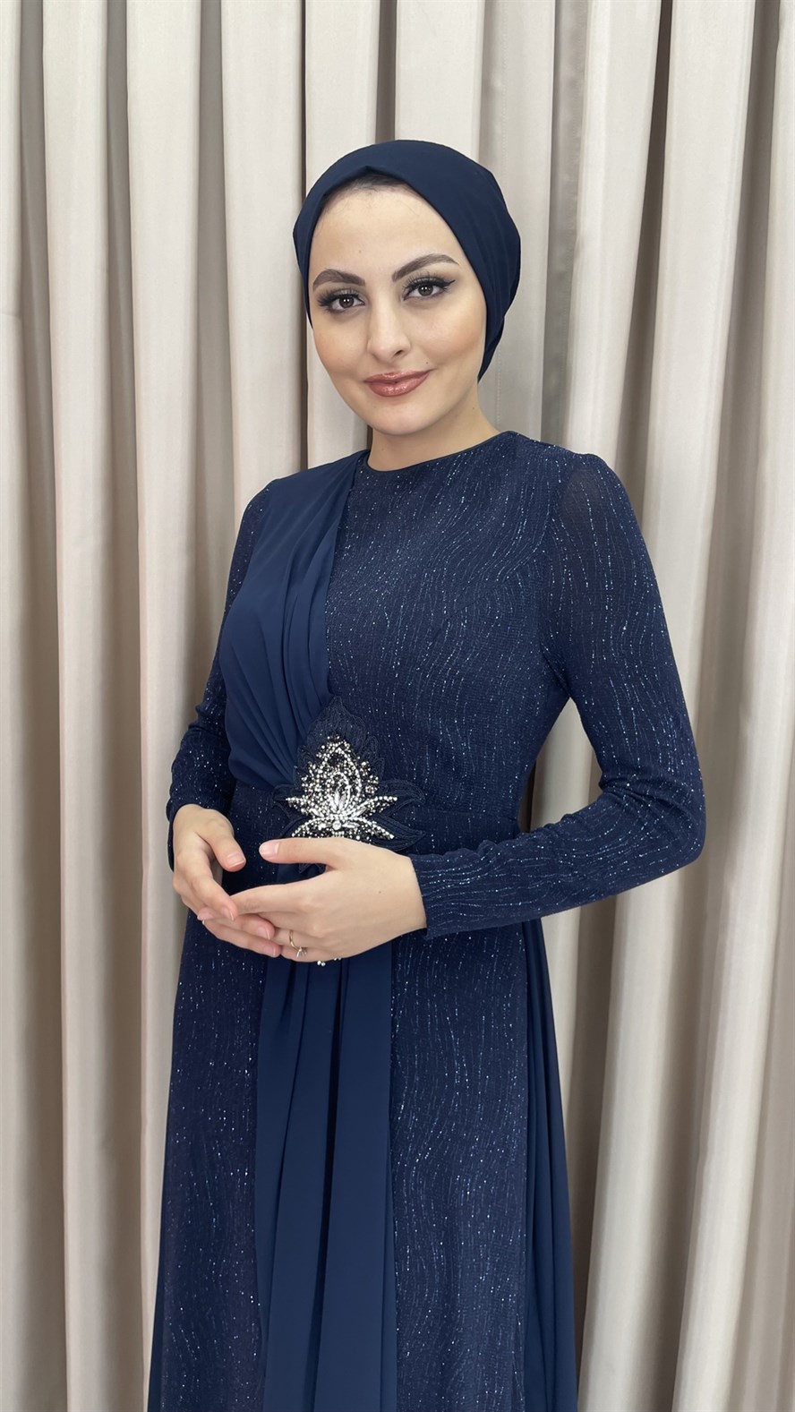 570 G Abiye Elbise-Lacivert