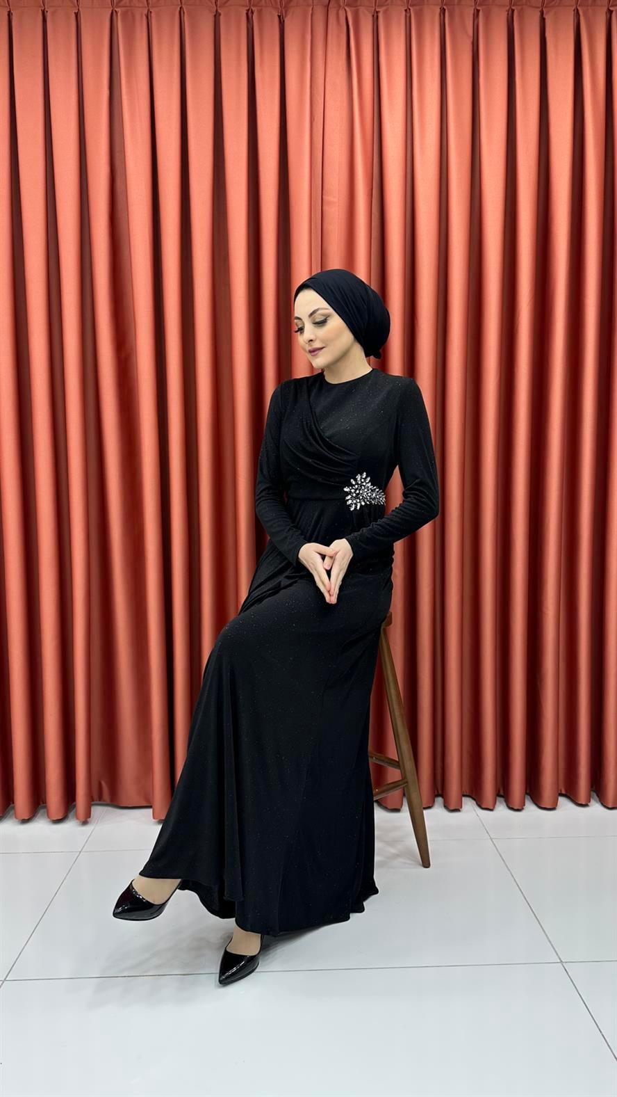 616 G Abiye Elbise-Siyah