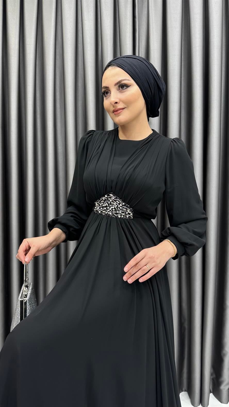 675 G Abiye Elbise-Siyah
