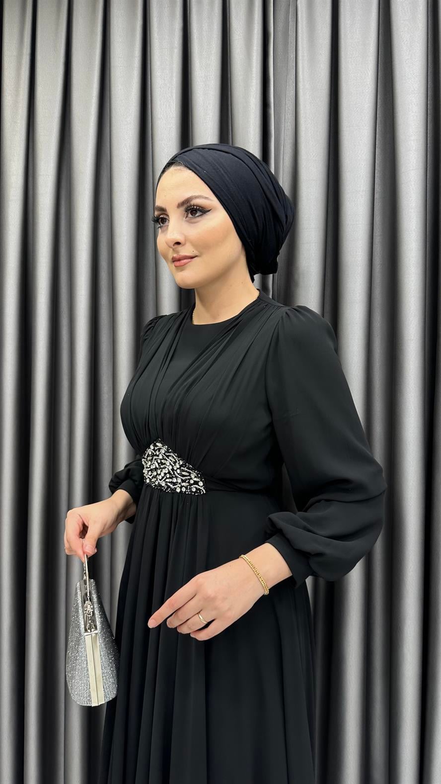 675 G Abiye Elbise-Siyah