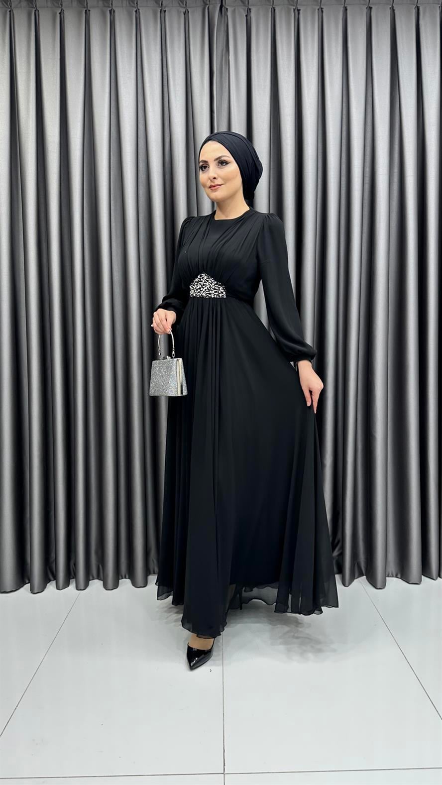 675 G Abiye Elbise-Siyah