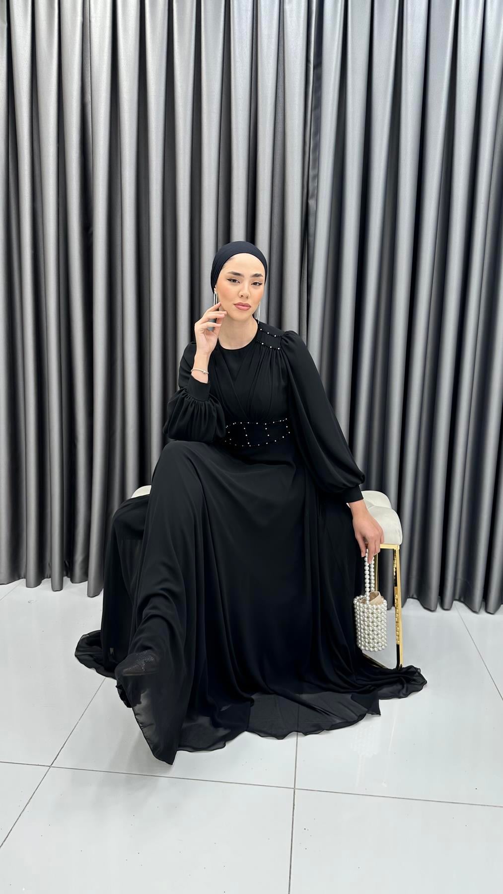 720 G Abiye Elbise-Siyah