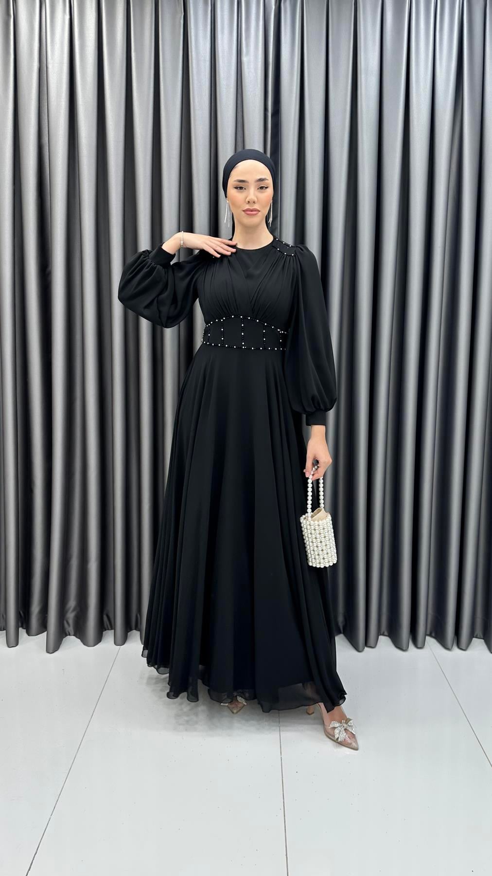 720 G Abiye Elbise-Siyah