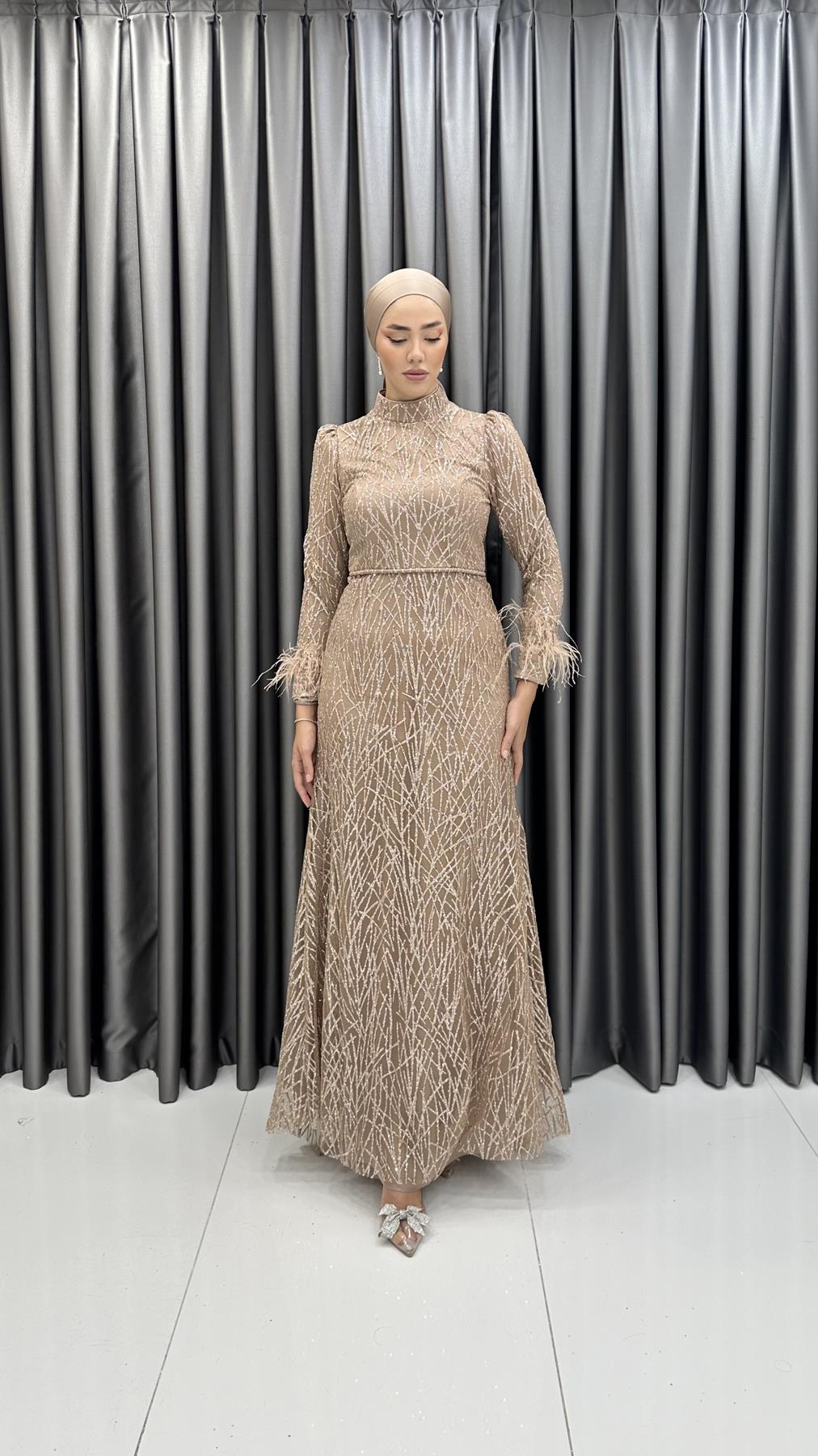 742 G Abiye Elbise-Gold Rengi
