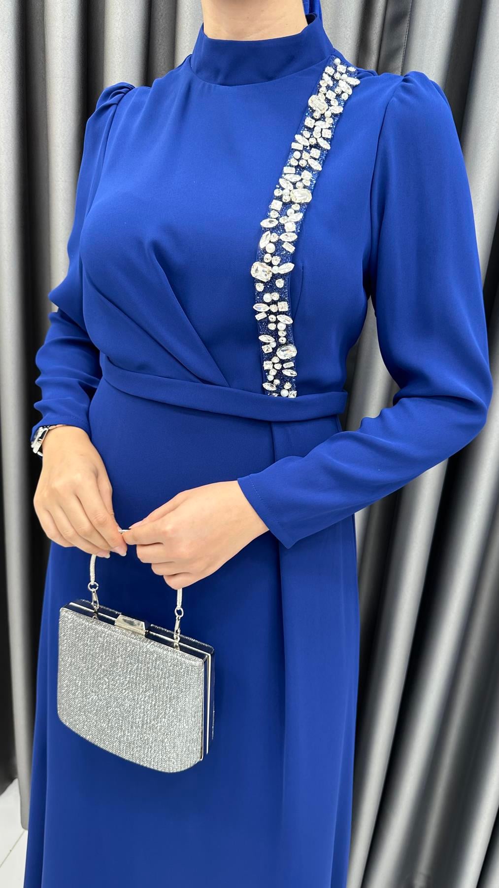 752 G  Bayan Elbise-Saks Mavi