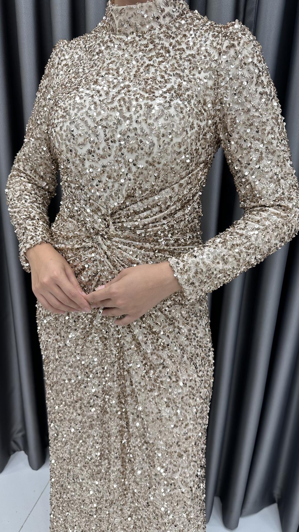 764 G Abiye Elbise-Gold Rengi