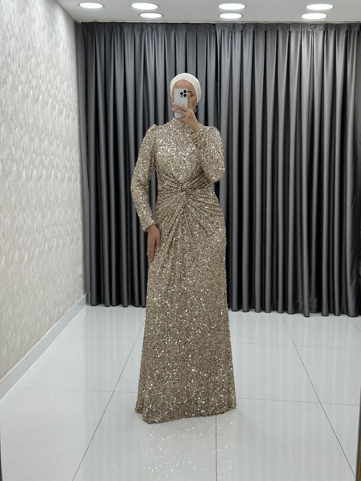 764 G Abiye Elbise-Gold Rengi