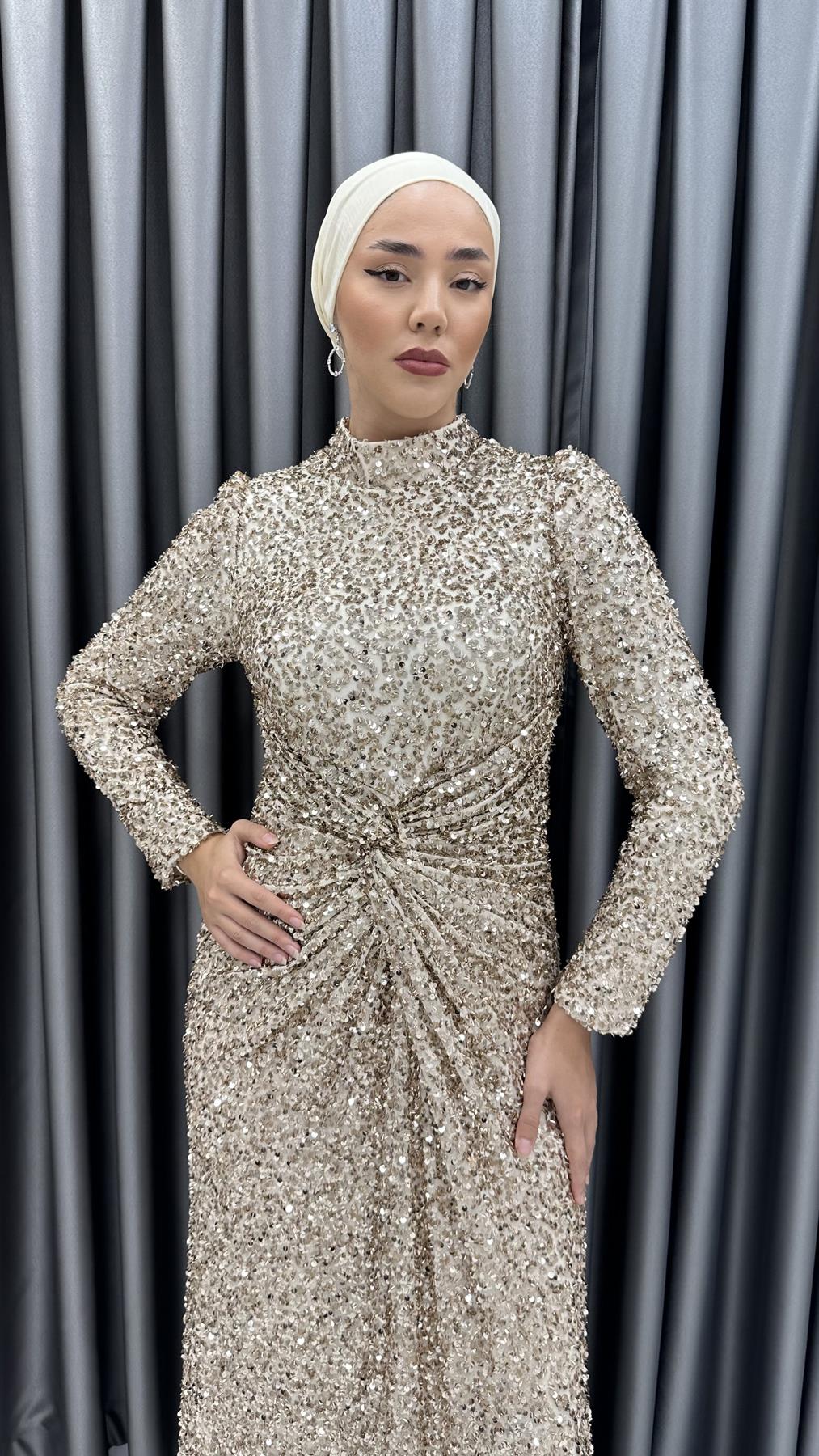 764 G Abiye Elbise-Gold Rengi