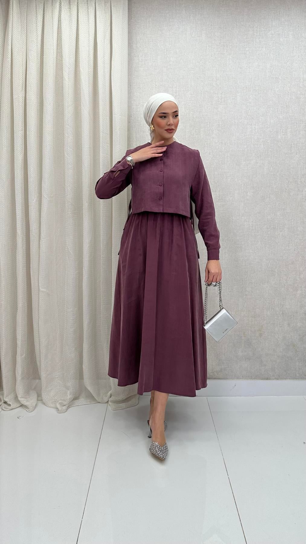 8349 H Bayan Elbise-Gül Rengi