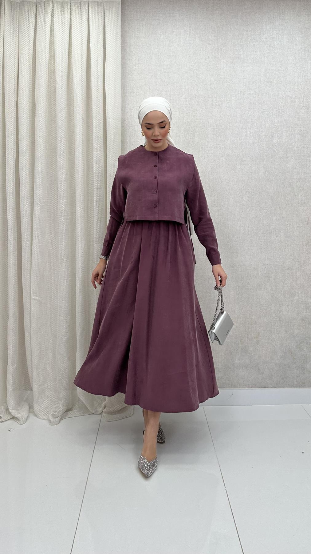 8349 H Bayan Elbise-Gül Rengi