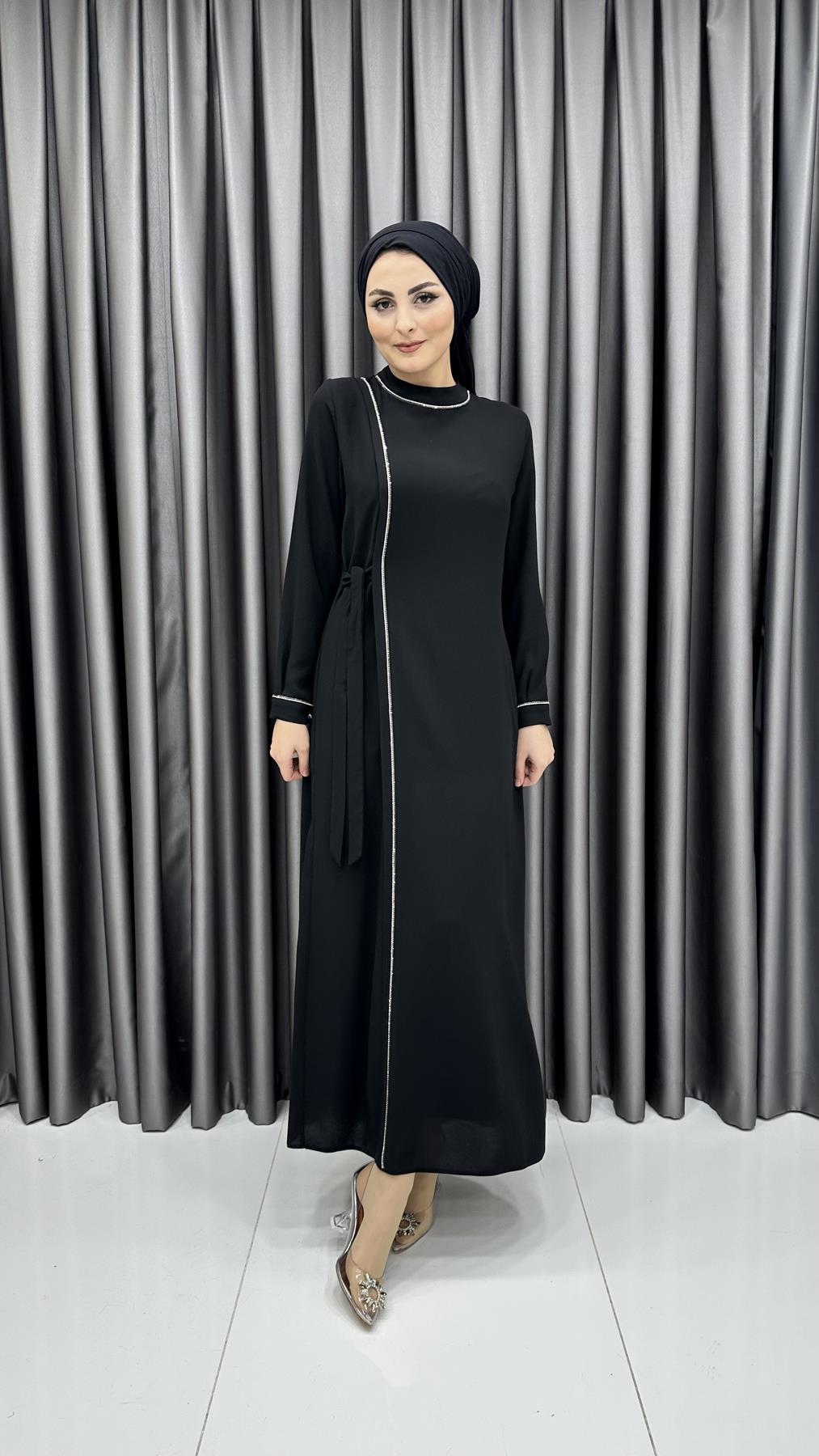 9817 Y Bayan Elbise-Siyah