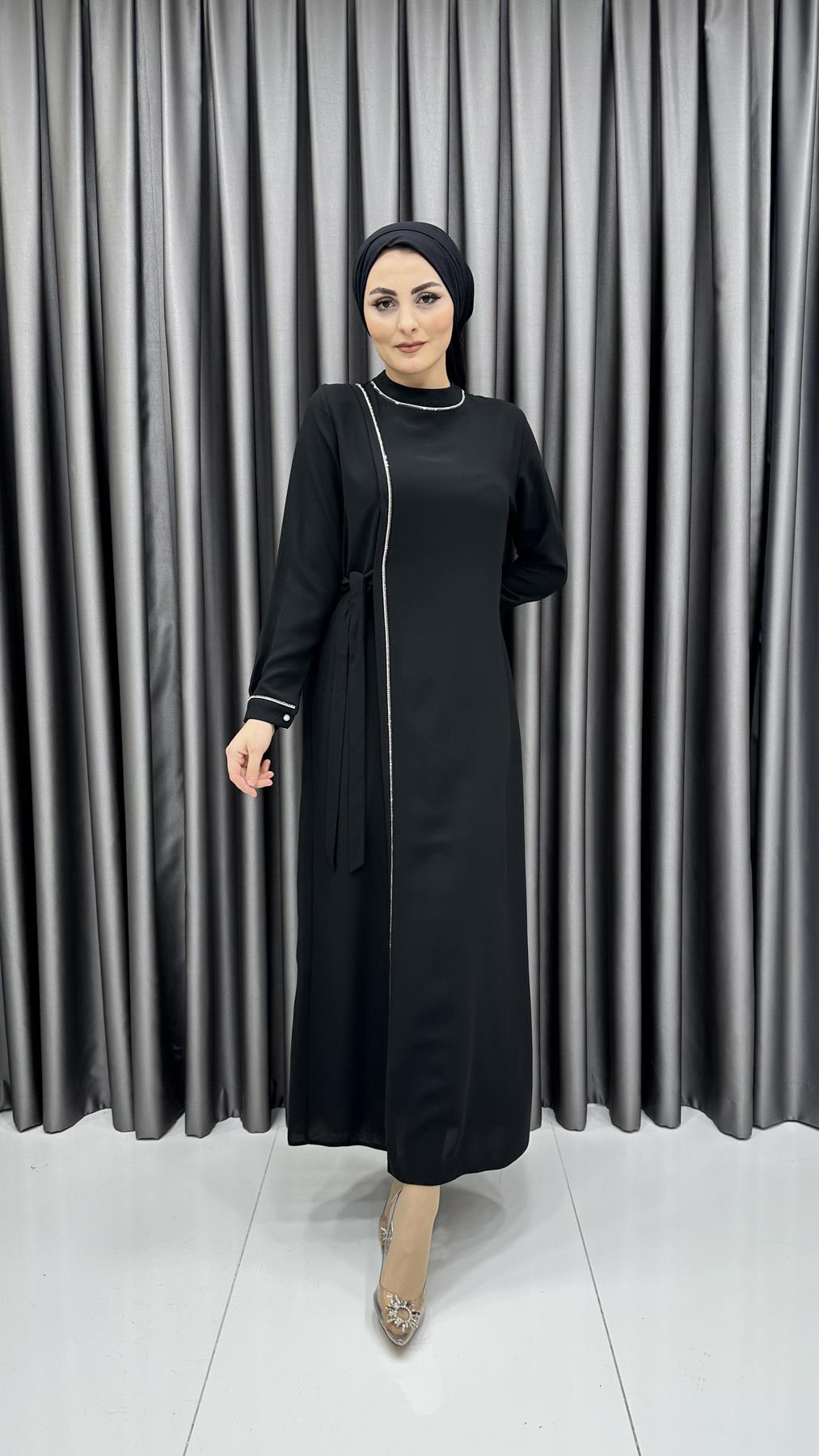 9817 Y Bayan Elbise-Siyah