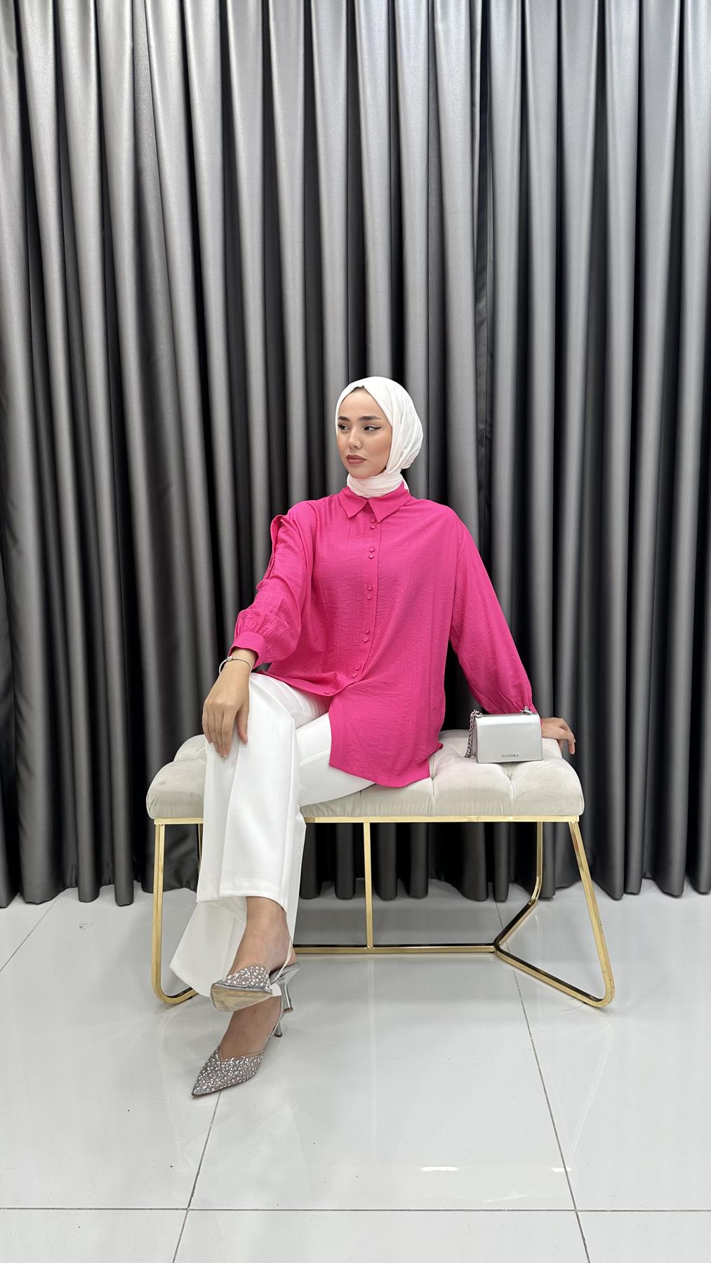 9894 Y Bayan Tunik-Fuşya